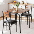 Dining Table for 2, Small Table and Chairs Set of 2, Square Dinette Set for 2, 3 Piece Kitchen & Dining Room Sets for Small Space (Vintage, Table with 2 Upholstered Chairs)