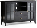 SIMPLIHOME Artisan SOLID WOOD 53 Inch Wide Transitional TV Media Stand in Black for TVs up to 60 Inches, For the Living Room and Entertainment Center