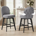 VASAGLE Bar Stools Set of 2, Swivel Counter Height Bar Stools with Back and Wood Legs, Chenille Fabric Upholstered Barstools, 26.2-Inch Tall Counter Barstools for Kitchen Island, Slate Gray