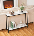 loglus Console Table for Entryway, Faux Marble MDF Sofa Table with Golden Frame (Double Layer, Black Frame)