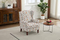Ball & Cast Modern Accent Chair,Comfy Upholstered Armchair with Retro Wood Legs,Floral Design Single Sofa Chair,Living Room Furniture for Apartment,Bedroom,Office,Linen Fabric,Floral Yellow