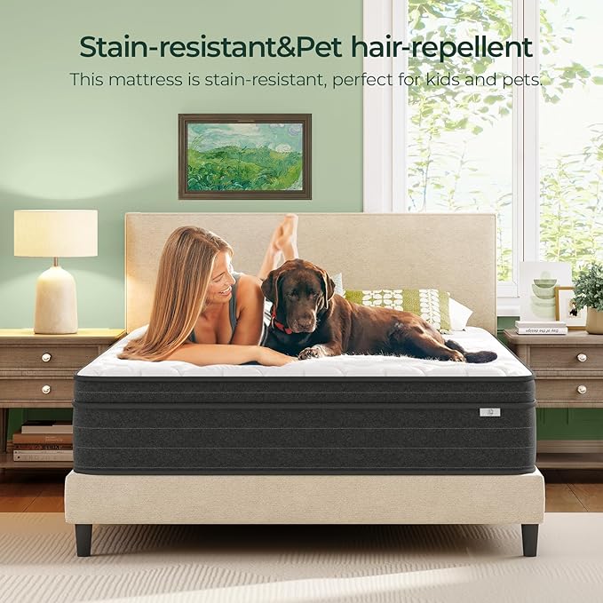 12 Inch Twin Size Mattress in a Box - Memory Foam & Pocket Spring Bed Mattress for Back Pain Relief, Cool Breathable Fiberglass-Free Cover, Medium Firm, CertiPUR-US Certified