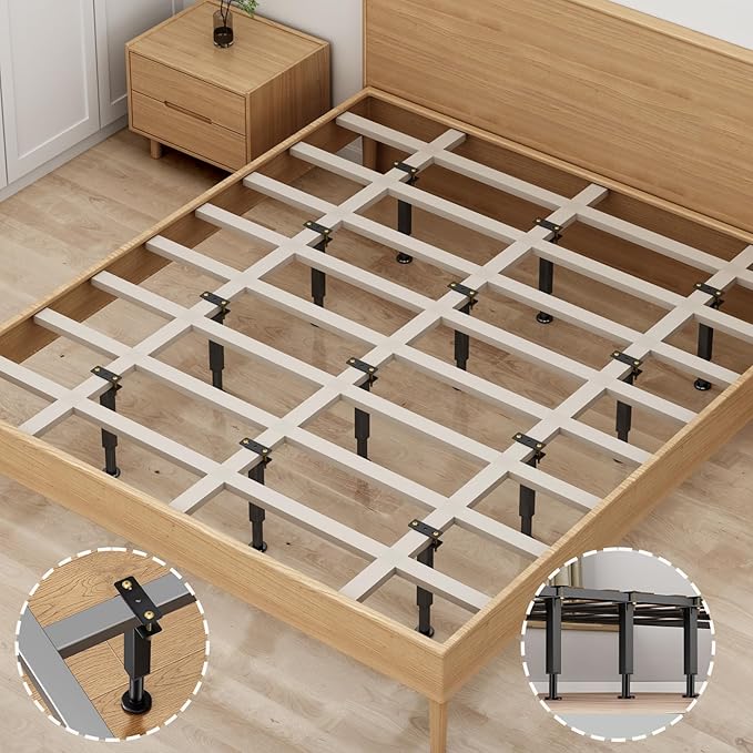 4PCS Adjustable Height Bed Support Legs, 6.2-8 Inch, Metal Heavy Furniture Legs with Rubber Non-Slip Base for Sofa/Cabinet/Couch/Dresser/Table, Furniture Feet Replacement for King Queen Bed Frame Slat