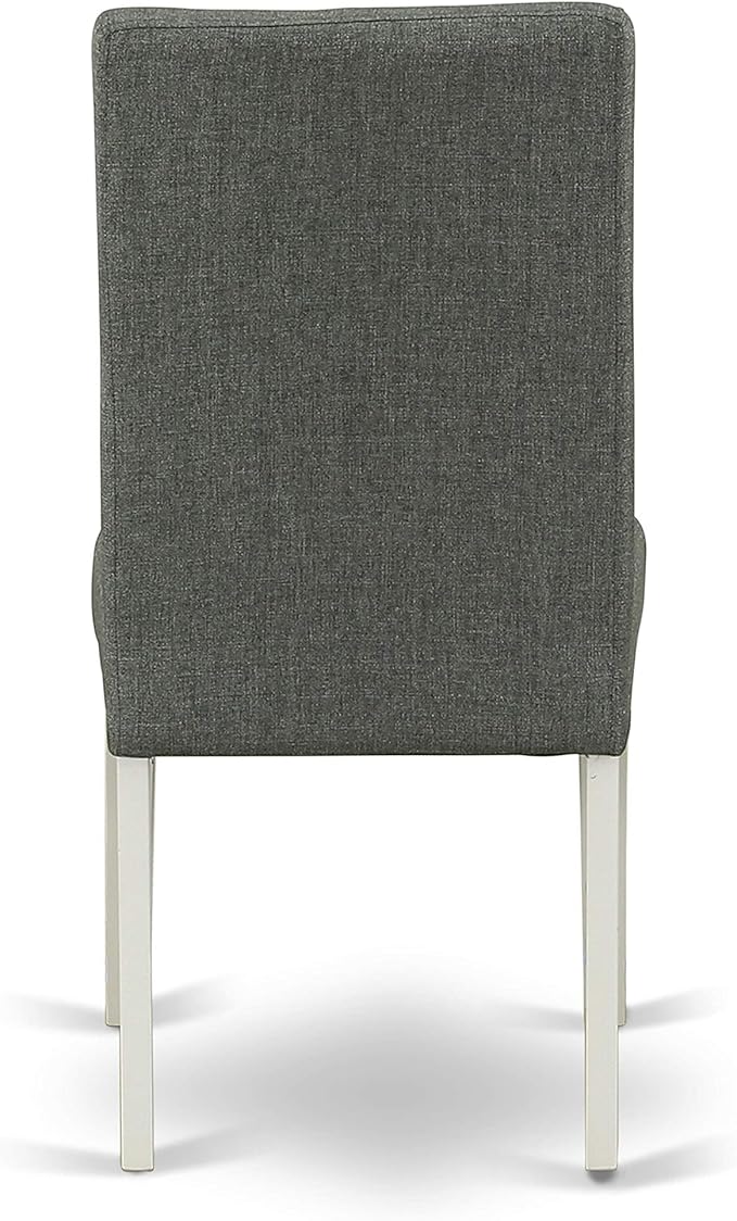 East West Furniture LGDR7-LWH-07 7 Piece Modern Dining Table Set Consist of a Rectangle Wooden Table with Butterfly Leaf and 6 Gray Linen Fabric Parson Dining Chairs, 42x84 Inch, Linen White