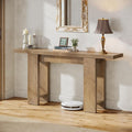 63-Inch Farmhouse Console Table, Narrow Long Sofa Table Behind Couch, Wooden Style Entry Console for Entryway, Foyer, Hallway, Living Room, Light Brown