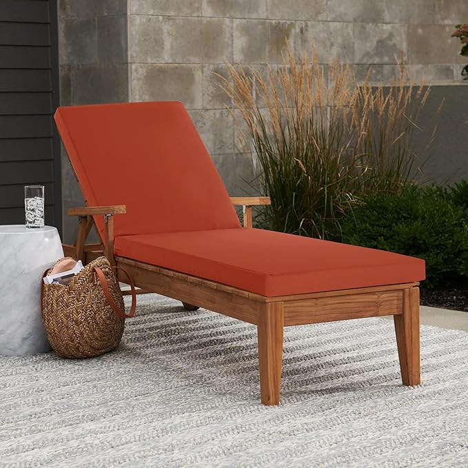 Chaise Lounge Cushions Outdoor - Waterproof and Fade Resistant Sun Lounger Replacement Cushions - Patio Lounger Pads with Removable Cover for Pool, Deck, Lawn, 80 x 26 x 3 Inch, Rust