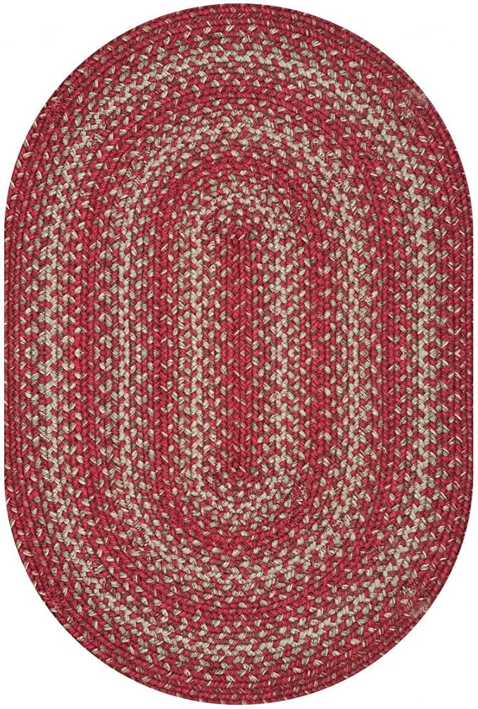 Homespice Apple Pie Jute Red 6x9' Oval Braided Rugs for Living Room, Bedroom Rug and Dining Room. Pet Friendly. Decor Styles- Farmhouse Rug, Rustic, Vintage, Cottage, Primitive, Country, Boho Rug
