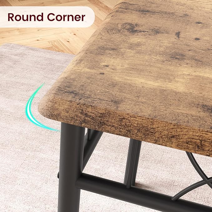 CABIHOME Dining Table Set for 4, Kitchen Table Set with 4 Chairs, Rectangular Dining Table Set for 4, Kitchen Table Set for Apartment, Small Space, Dining Room, Retro Brown