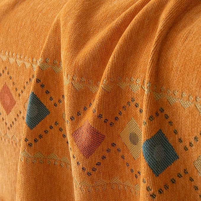 STACYPIK Orange Jacquard Sofa Cover for Sectional, Boho Couch Cover for Loveseat, Non Slip & Stain-Resistant Furniture Protector for 3 Cushion Couch, Reversible Couch Slipcover for Dogs-71X150IN
