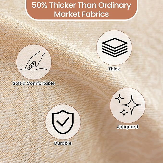 STACYPIK Thick Beige Jacquard Floral Couch Cover for Dogs, Washable Boho Couch Covers, Non Slip Couch Sofa Cover, Couch Cover 3 Cushion Sofa with Tassels, Furniture Protector for Living Room-71X150IN