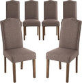 Stylish Upholstered Parsons Dining Chair Kitchen with Silver Nailhead Trim and Sturdy Solid Wood Legs
