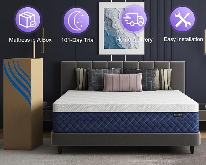 King Mattresses, 14 Inch Hybrid King Mattress in a Box, Memory Foam and Individual Pocket Spring Breathable Comfort for Sleep Supportive and Pressure Relief, CertiPUR-US, 80"*76"*14"