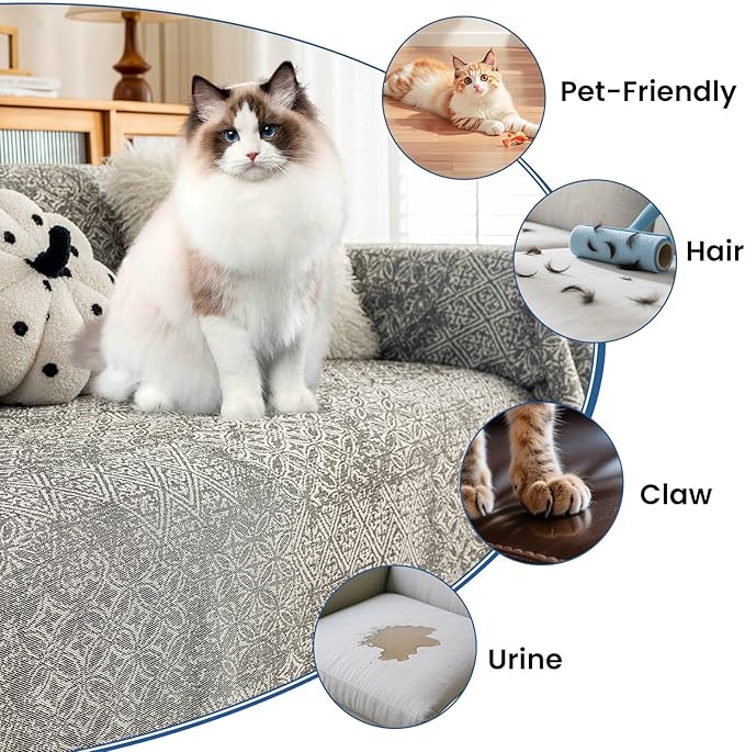 STACYPIK Geometric Pattern Sofa Cover Blanket, Black Couch Throw for Living Room, Couch Covers for Dogs, Washable Furniture Protector for 3 Cushion Sofa with Tassel, Anti-Slip Throw Cover-71X150IN