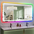66x36 Inch RGB LED Bathroom Mirror Front Light and RGB Backlit Lighted Vanity Mirror for Bathroom Wall Mounted Dimmable Anti Fog Memory Shatter-Proof IP54 Waterproof Horizontal/Vertical