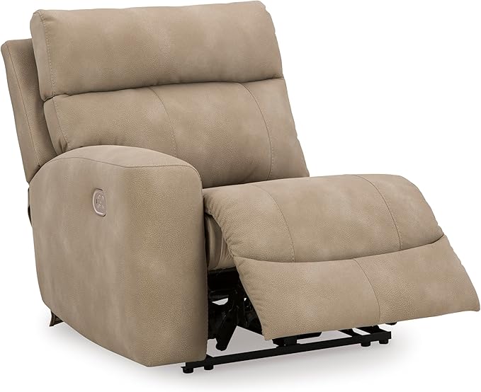 Signature Design by Ashley Next-Gen DuraPella Contemporary Faux Leather Modular Wall Hugger 2-Piece Power Reclining Sectional Loveseat with Adjustable Headrest and USB Ports, Light Brown