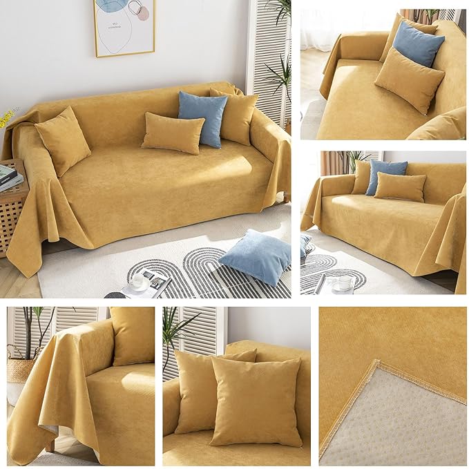 STACYPIK Waterproof Ginger Couch Cover for Sectional, Loveseat Covers, Futon Cover, L Shaped Cover, Anti-Cat Scratch Furniture Protector for 2 Cushion Couch，Washable Pets Protector Sofa Cover-71X71IN