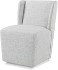 Upholstered Dining Chair with Casters Wingback Modern Side Armless Deskchair with Rollers for Diningroom Bedroom Livingroom Reading Room,Light Grey,1 Box