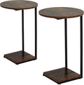 DCLRN C Table End Table Set of 2,C Shaped End Table for Round,Round Side Table is Suitable for Living Room and Bedroom.(Brown)
