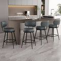 Counter Height Bar Stools, 26" H Swivel Barstools Set of 4, Faux Leather Kitchen Counter Stools with Back and Stylish Stitching, Metal Frame, Pub, Home Bar, Balck Green