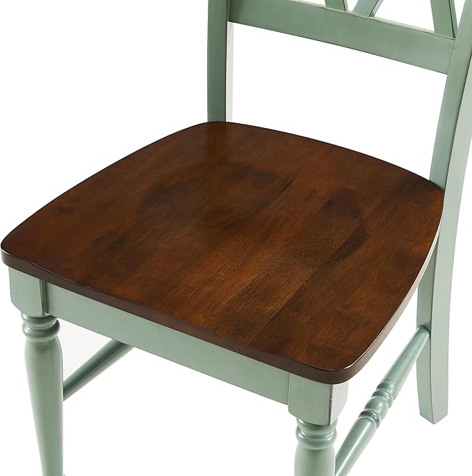 Crosley Furniture Shelby 7-Piece Traditional Dining Table Set for 6, Dinner Tables with Kitchen Chairs, Distressed Teal/Dark Cherry