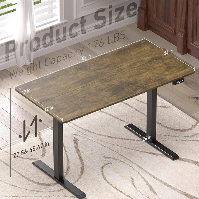 Ywin Electric Height Adjustable Standing Desk, 55 x 24 inches, Ergonomic Stand Up Desk for Home Office