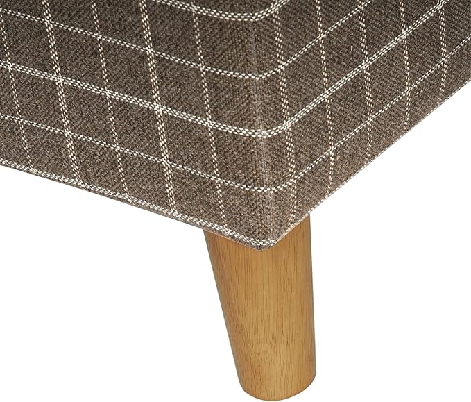 Home Decor | Dinah Collection Modern Storage Ottoman | Ottoman with Storage for Living Room & Bedroom(Brown Windowpane Fabric)