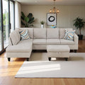 97" Oversized Sectional Couch, L Shaped Couch with Storage Ottoman, Modern Modular Sofa with Deep Seat, Sectional Couches for Living Room and Office, Off-White (Flannelette)