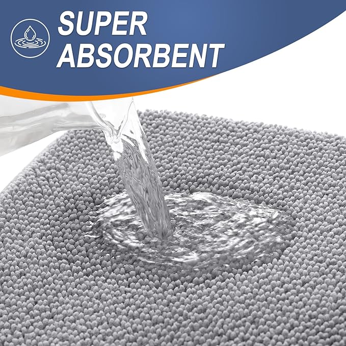 OLANLY Thick Memory Foam Bath Mat Rug 50x30, Extra Soft Absorbent Bathroom Rugs, Quick Dry Bath Mats, Non-Slip, Machine Washable Carpet for Bathroom, Tub and Shower, Home Decor Accessories, Grey
