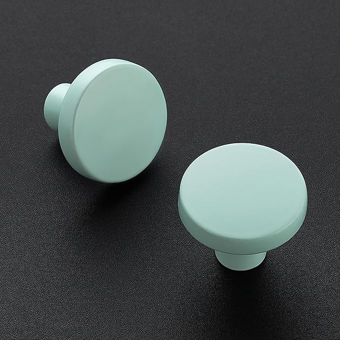 Ravinte 10 Pack Drawer Pulls 1-1/4 Inch Green Kitchen Cabinet Knobs Solid Round Dresser Handles for Simple Cupboard Hardware