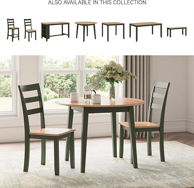 Signature Design by Ashley Gesthaven Modern Indoor Armless Dining Chair, Set of 2, Green & Light Brown