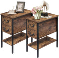 VECELO End Tables,Narrow Nightstand with Drawers and Storage Shelf,Modern Night Stand for Small Spaces, Living Room,Bedroom