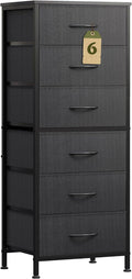 WLIVE Black Tall Dresser for Bedroom, 6 Drawer Dressers & Chests of Drawers, Fabric Dresser for Closet, Living Room, Night Stand with Metal Frame, Storage Tower with Fabric Bins, Wood Top