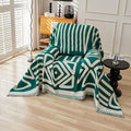 HANDONTIME Couch Cover Boho Sofa Covers Washable Forest Green Dog Covers for Couches Reversible Couch Blanket Cover Geometric Armchair Covers Dark Green, 71" X71"
