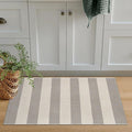 OJIA Fall Front Door Mat Outdoor Entrance 24"x36", Machine Washable Porch Rug Indoor Outdoor Rugs Halloween Doormat Cotton Woven Entryway Rug Striped Small Area Rugs for Kitchen (Gray/White/Tan)