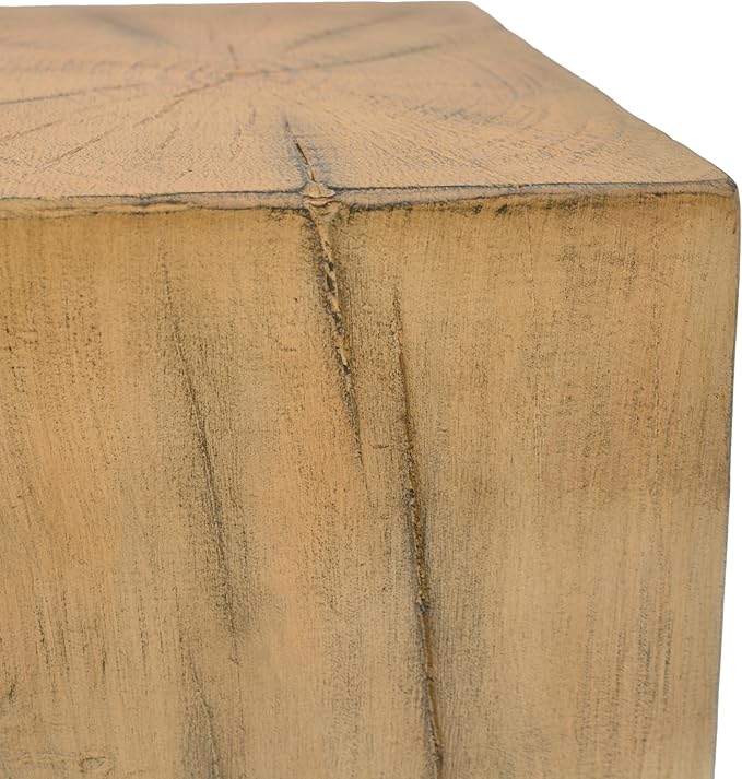 Christopher Knight Home Bard 18" Square Living Room Side Table, Wood-Like Distressed Finish End Table, Decorative Accent Table for Indoor Outdoor Usage, Space Saving Furniture, Natural