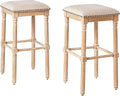 Roundhill Furniture Arnhem Wood Upholstered Swivel Bar Stools, Set of 2, Tan