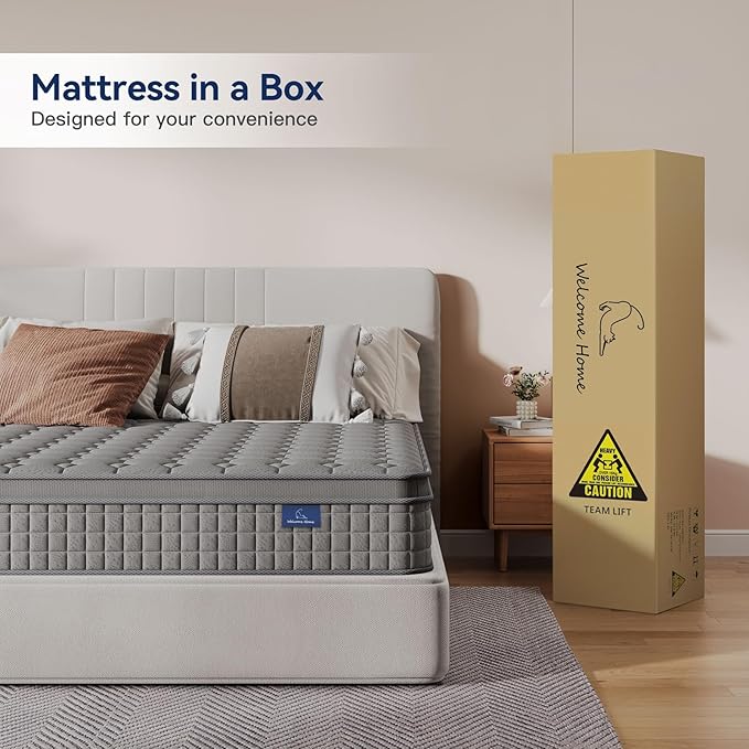 Vesgantti 12 Inch Multilayer Hybrid Twin XL Mattress - Multiple Sizes & Styles Available, Ergonomic Design with Memory Foam and Pocket Spring, Medium Firm Feel, Grey