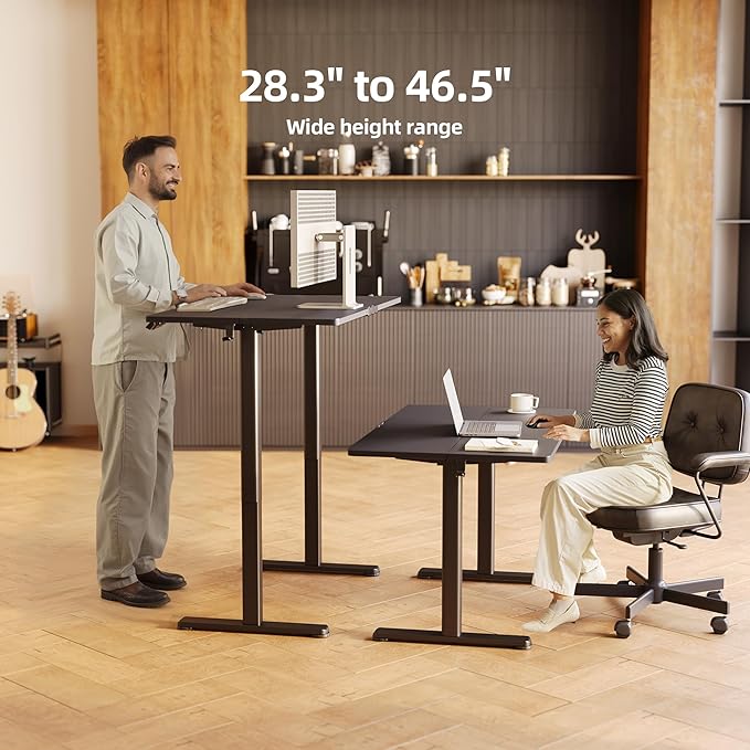 Seang Standing Desk with Adjustable Height, 48x24 Inch Electric Stand Up Desk for Home Office, Studio, Computer Workstation, Black Top