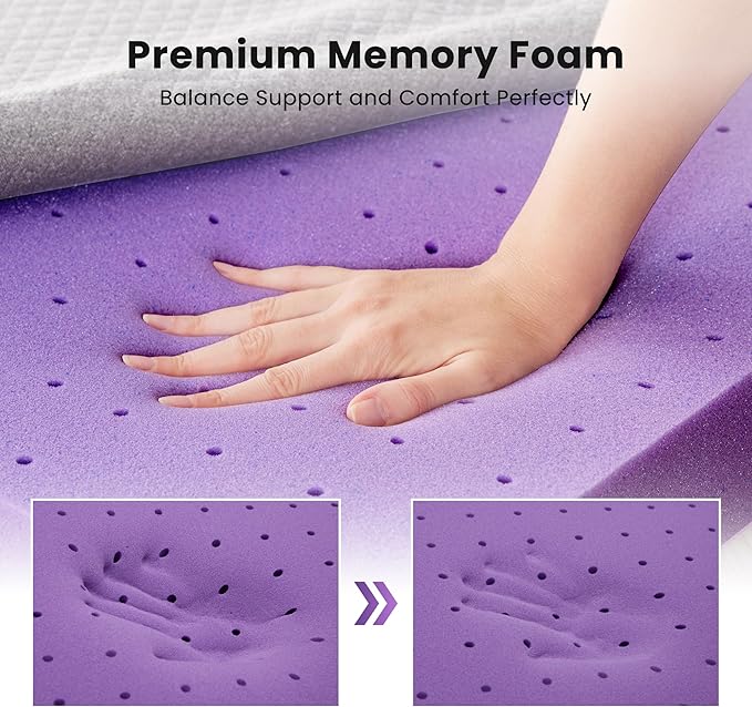 SINWEEK 3 Inch Gel Memory Foam Mattress Topper Full Size, Pad for Back Pain, Bed Topper with Removable Soft Cover, CertiPUR-US Certified,Grey