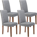 Parsons Kitchen Dining Chair Set Room Modern Upholstered Stylish Fabric High Back with Bronze Nailhead Trim