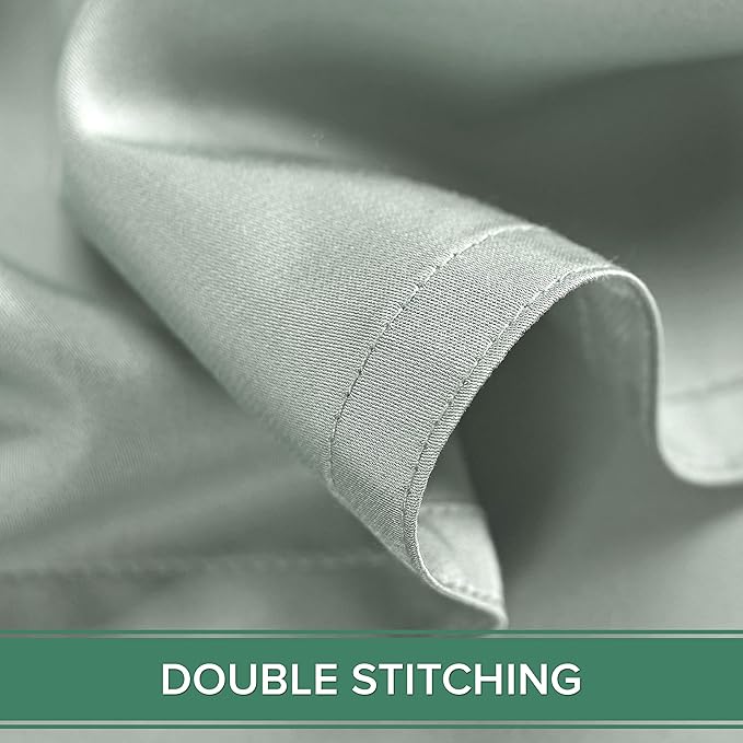 Split King Sheets by Pure Bamboo, Genuine 100% Organic Viscose Derived from Bamboo Bed Sheet Set, Soft & Cooling, Double Stitching *Not for Split Top (Split King, Sea Glass)