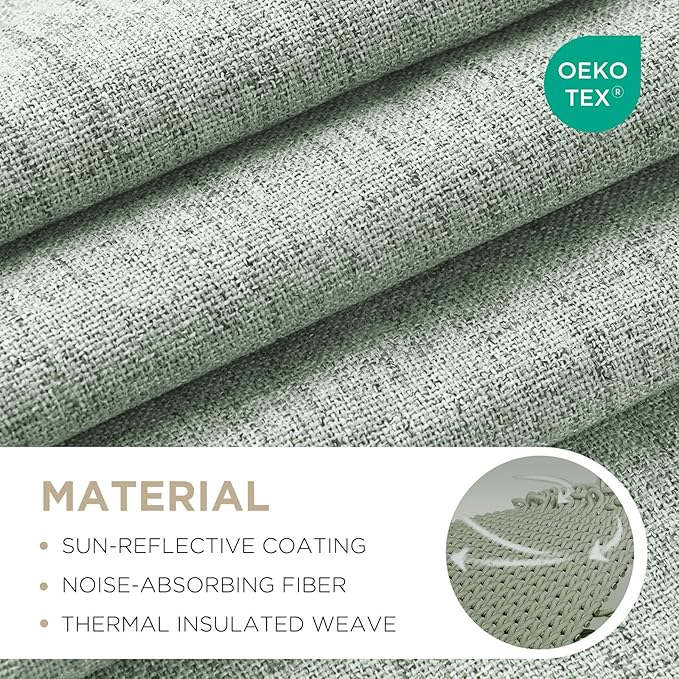 Joydeco 100% Blackout Curtains for Bedroom - Natural Linen Curtains 52" W x 120" L Long, Thermal Insulated 2 Panels Light Blocking Drapes, Rod Pocket & Back Tabs, Darkening Privacy for Living Room