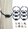 BEL AVENIR Magnetic Curtain Tiebacks, Decorative Drapery Holdbacks Modern Woven Tie-Backs with Exquisite Knot (Navy, 6 Pack)