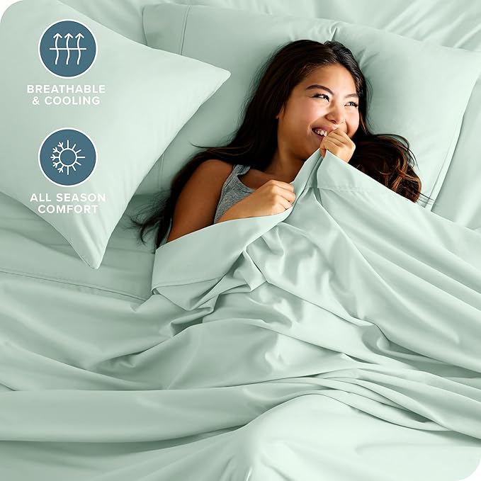 Bare Home King Sheet Set - Luxury 1800 Ultra-Soft Microfiber King Bed Sheets - Double Brushed - Deep Pockets - Easy Fit - 4 Piece Set - Bedding Sheets & Pillowcases (King, Spring Mint)