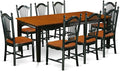 East West Furniture QUDO9-BCH-W 9 Piece Dining Table Set Includes a Rectangle Dining Room Table with Butterfly Leaf and 8 Wooden Seat Chairs, 40x78 Inch, Black & Cherry