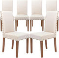 Parsons Kitchen Dining Chair Set Room Modern Upholstered Stylish Fabric High Back with Bronze Nailhead Trim