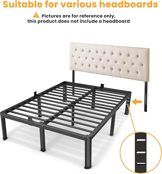 20 Inch King Size Metal Platform Bed Frame with Round Corners, Storage Space Under High Bed Frame-Heavy Duty Steel Slats Support, Noise Free - Easy Assembly - No Box Spring Needed