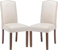 Stylish Upholstered Parsons Dining Chair Kitchen with Silver Nailhead Trim and Sturdy Solid Wood Legs