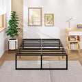 18 Inch King Bed Frame Sturdy Mattress Foundation, Heavy Duty Metal Platform with Steel Slats Support No Box Spring Needed, Noise Free, Easy Assembly, Black