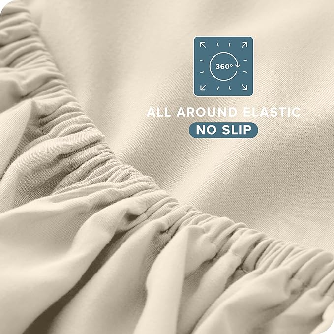 Bare Home Full XL Sheet Set - Luxury 1800 Ultra-Soft Microfiber Full Extra Long Bed Sheets - Double Brushed - Deep Pockets - Easy Fit - 4 Piece Set - Bedding Sheets & Pillowcases (Full XL, Sand)